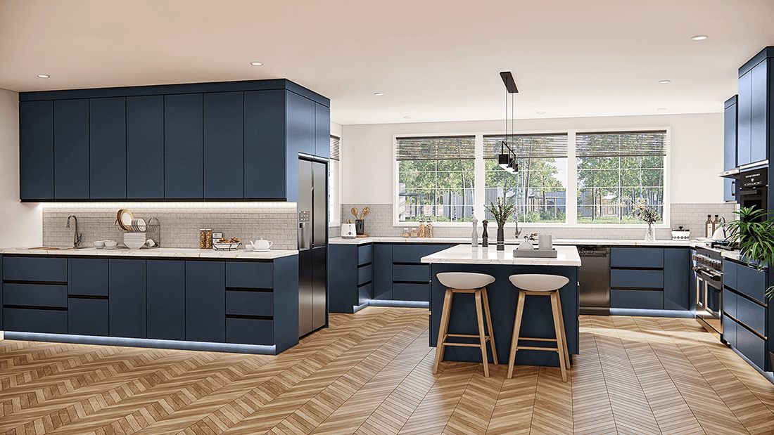 Matt Blue cabinets