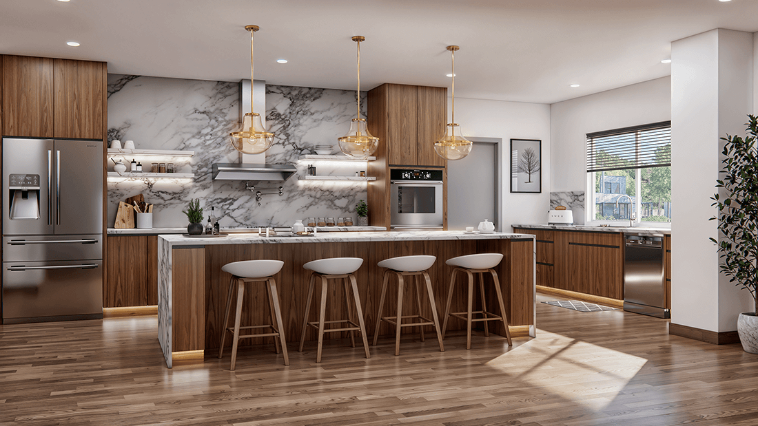 Walnut cabinets