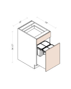 SOFT CLOSING BASE WASTE BASKET CABINET 18"W*24''D*34-1/2''H 1 Drawer 1 Door W/ 2 TRASH CANS