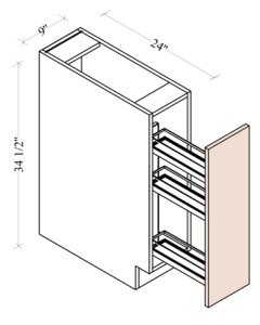 BASE SPICE ROLL OUT TRAY 9"W*24''D*34-1/2''H 1DOOR, SOFT-CLOSE, PRE-ASSEMBLED