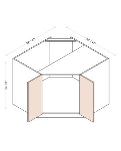 DIAGONAL CORNER SINK BASE 36"W*24''D*34-1/2''H 1DOOR