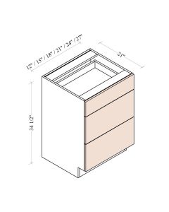12"BASE/VANITY THREE DRAWER PACK CABINET - 3DRAWER FACES AND FRAME ONLY (cabinet box not included)