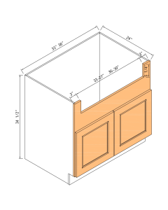 33"farm Sink Base Cabinet - 2 Butt Doors And Frame Only