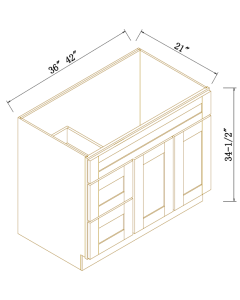Vanity Sink Base With 2 Drawers On The Left