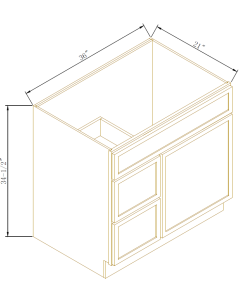 Vanity Sink Base With 2 Drawers On The Left
