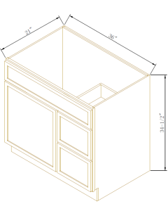 Vanity Sink Base With 2 Drawers On The Right