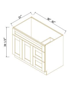 Vanity Sink Base With 2 Drawers On The Right