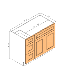 36"vanity Sink Base With 3 Drawers On The Left - 2doors 3drawer Faces 1 False Drawer Front And Frame Only