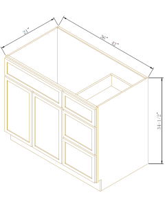 Vanity Sink Base With 3 Drawers On The Right