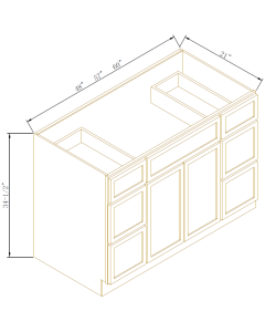 Vanity Sink Base With 6 Drawers On Both Sides