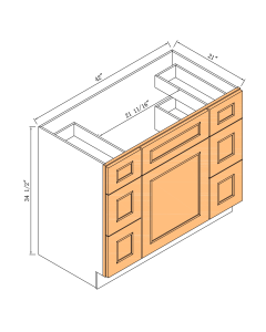 42"vanity Combo With 3 Drawers Each Side - 1door 1 False Drawer Front 6 Drawer Faces And Frame Only