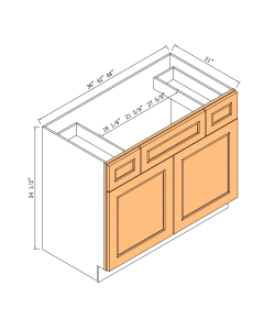 36"vanity Combination Cabinet - 2 Doors 2 Small Drawer Faces 1 False Drawer Front And Frame Only