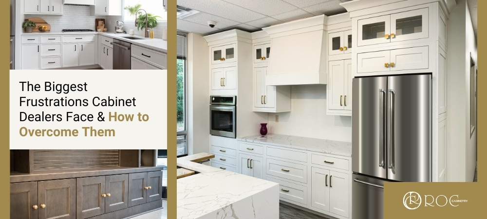 Frustrated cabinet dealer reviewing orders and solutions from ROC Cabinetry